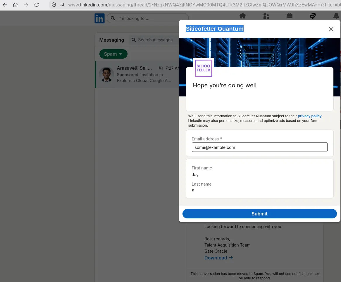 LinkedIn Lead Gen Form for Silicofeller Quantum